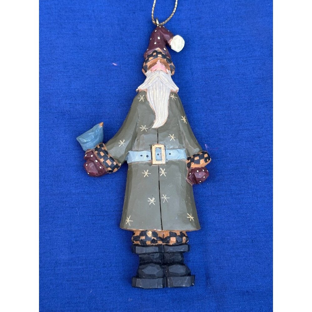 Williraye Studio Santa Claus Christmas Tree Ornament Star Accents & Bird Rustic